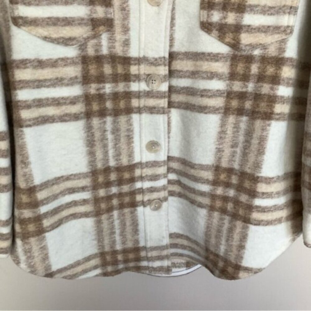 Joie Plaid Oversized Fleece Shacket Jacket Cotton Polyester Blend - Picture 9 of 13